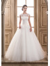 Sabrina Neckline Ivory Lace Tulle Keyhole Back Wedding Dress